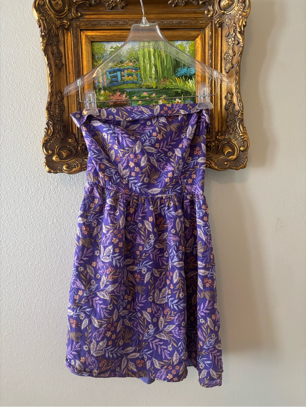 Sky to Moon Purple Floral Strapless Mini Dress